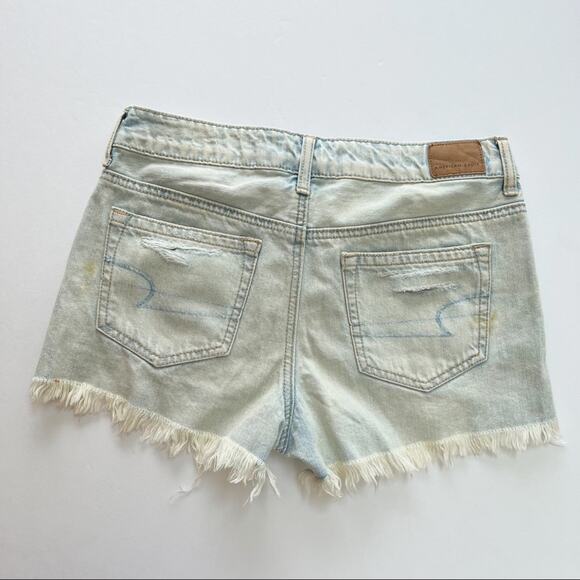 American Eagle Hi Rise Distressed Cut Off Denim Shorts - Picture 3 of 5